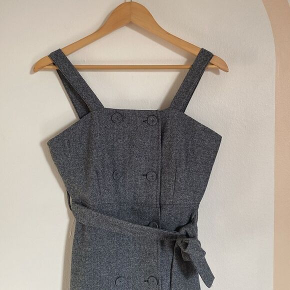 Stella Marina Collection Gray Tweed Herringbone Button Front Mini Dress - Picture 3 of 11